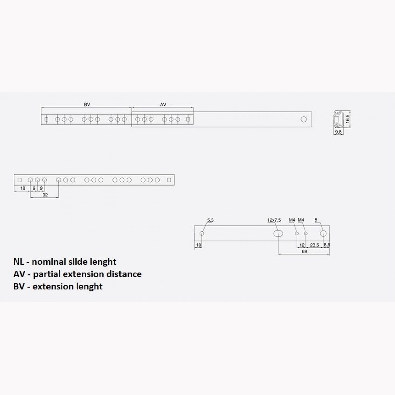 Drawer runners / 5 pairs metal ball bearing drawer runner, draw