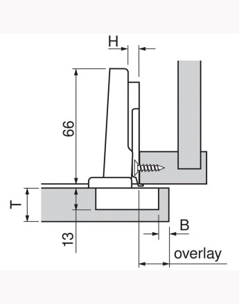 Blum 95° full overlay CLIP Top BLUMOTION thick door soft-close hinge screw-on (71B9550) 