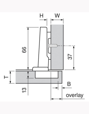 Blum 95° full overlay CLIP Top BLUMOTION thick door soft-close hinge screw-on (71B9550) 