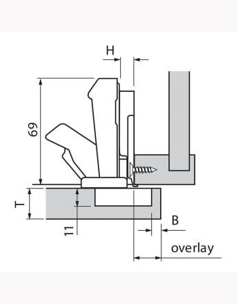 Blum 170° cliptop full overlay wide angle hinge, screw-on (71T6550) 