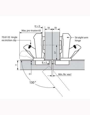 Blum 170° cliptop full overlay wide angle hinge, screw-on (71T6550) 