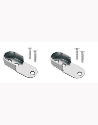 End support brackets for wardrobe hanging rail - oval, round - 1 pair