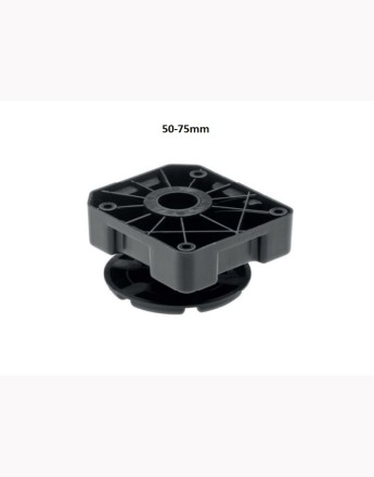 Heavy duty plastic black adjustable plinth feet leg, up to 450, 50-75mm, 65-85mm, 85-125mm and 125-195mm - set of 4