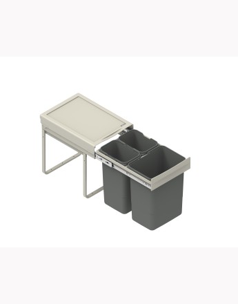 Kitchen waste bin - soft close - 400mm cabinet - 3 compartments (JC601)