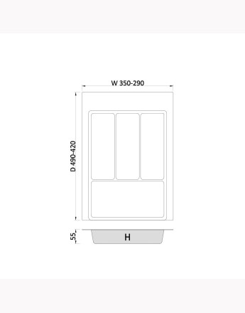 MAX - new, sturdy cutlery tray - allow the cutting of edges - size: 400mm-900mm, graphite