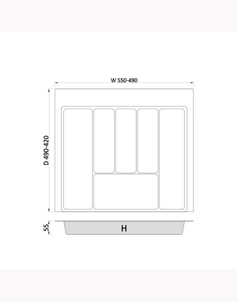 MAX - new, sturdy cutlery tray - allow the cutting of edges - size: 400mm-900mm, graphite